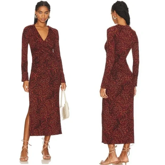 Free People Shayla Wrap Midi Dress | Autumn Combo | Small - Picture 1 of 9